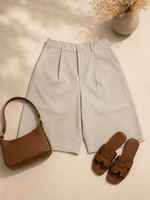 Bermuda taille haute beige