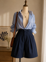 Bermuda taille haute bleu marine